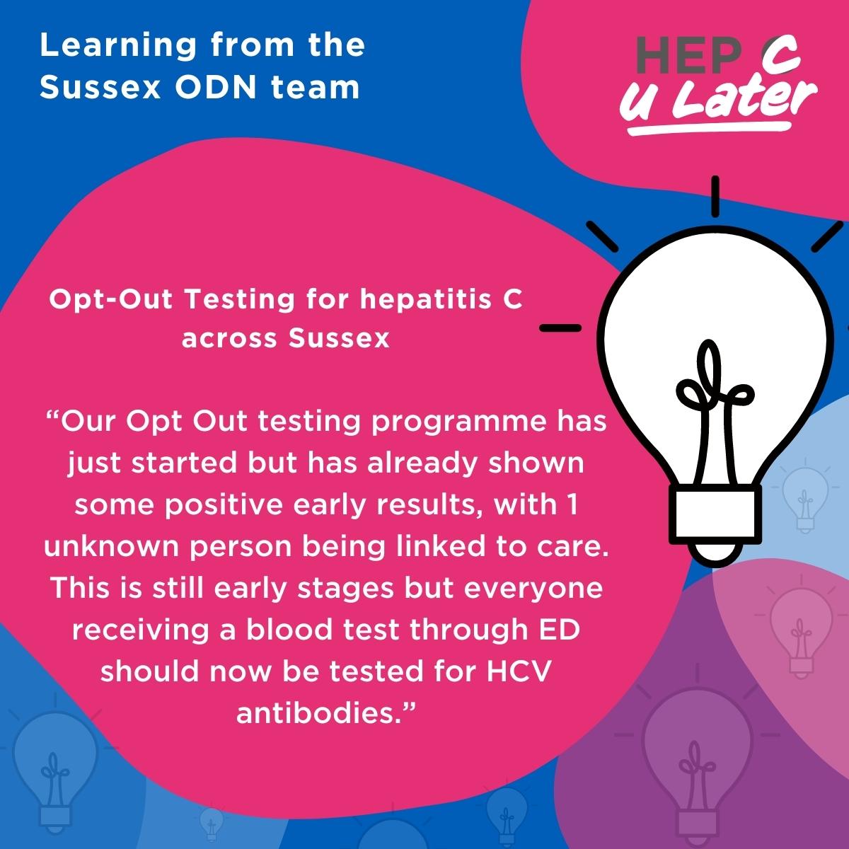 Hear from Duncan Cresswell, Network Manager from Sussex ODN, on how his team are working collaboratively to ensure the elimination programme finds, treats and cures people with hepatitis C across Sussex here - orlo.uk/dtliY