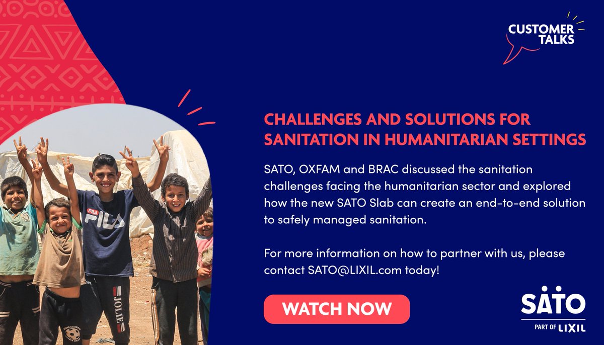 BetterWithSATO's tweet photo. Missed our recent #CustomerTalks event on #sanitation solutions in humanitarian settings? Watch the recording now to learn more about the critical challenges facing the #humanitarian sector and gain valuable insights from experts at @BRACworld and @Oxfam
https://t.co/OG3yLFPdfp https://t.co/5R8lxLZKXJ