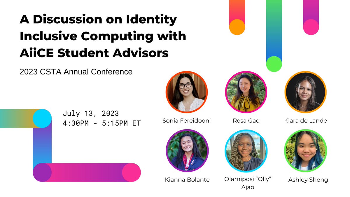 We are thrilled to announce that student advisors from @IdentityInCS (#AiiCE) are presenting a keynote on building diverse communities and welcoming all identities in the classroom! Register for #CSTA2023 LINK/Link in bio. Sponsored by @Google