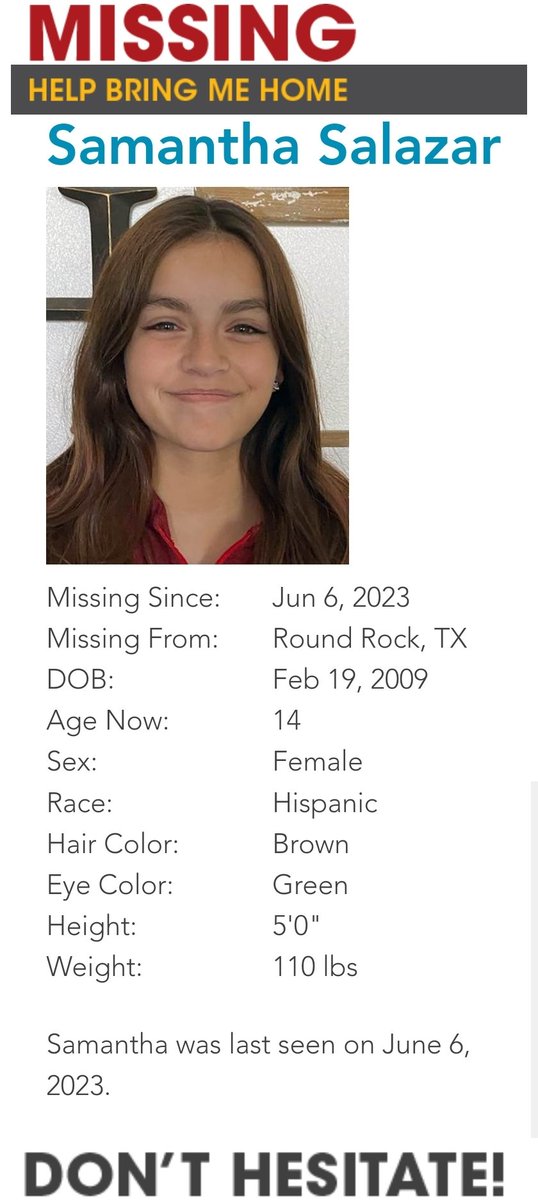 #Missing #missingchild #MissingPerson  #missingkid #missingteen #saveourchildren #savethechildren #protectthechildren #ProtectTheKids #ProtectTheChildren #Texas #roundrocktx