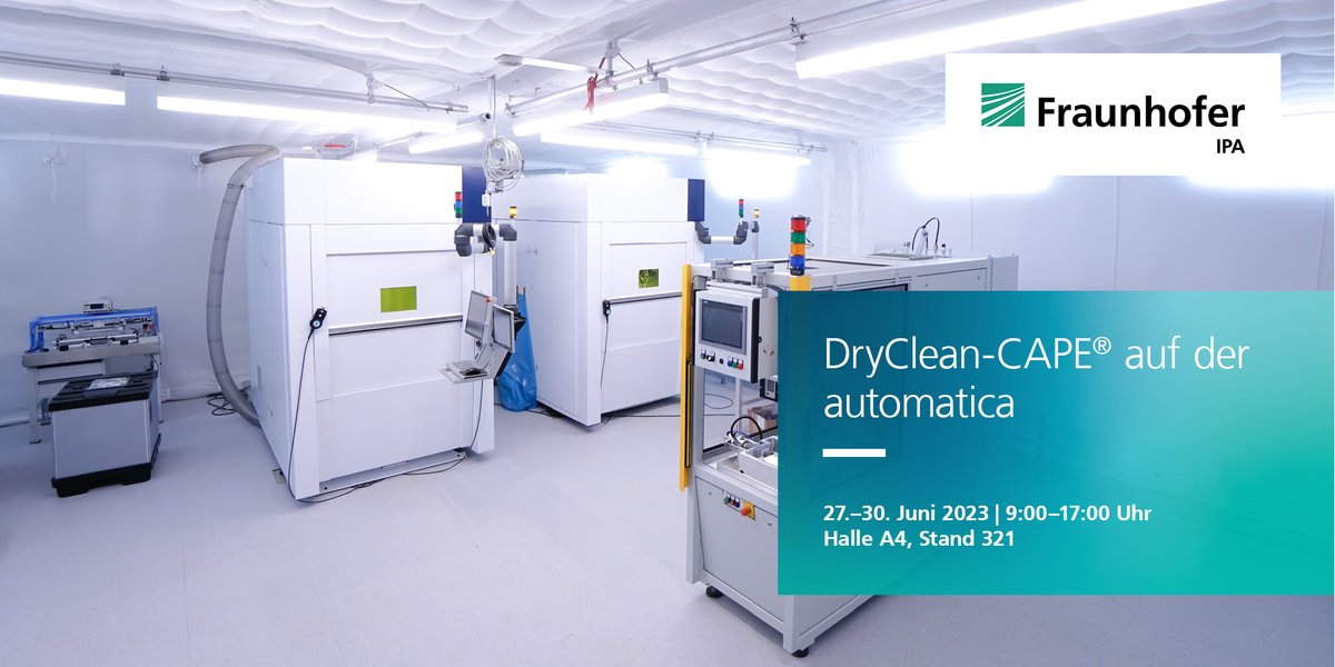 Nutzen Sie die Chance und besichtigen Sie das DryClean-CAPE® - das effizienteste Trockenreinraum der Welt - am Fraunhofer Stand auf der #automatica23! Frank Bürger wird vor Ort sein und Ihre Fragen rund um flexible Reinraumsysteme beantworten: s.fhg.de/R87