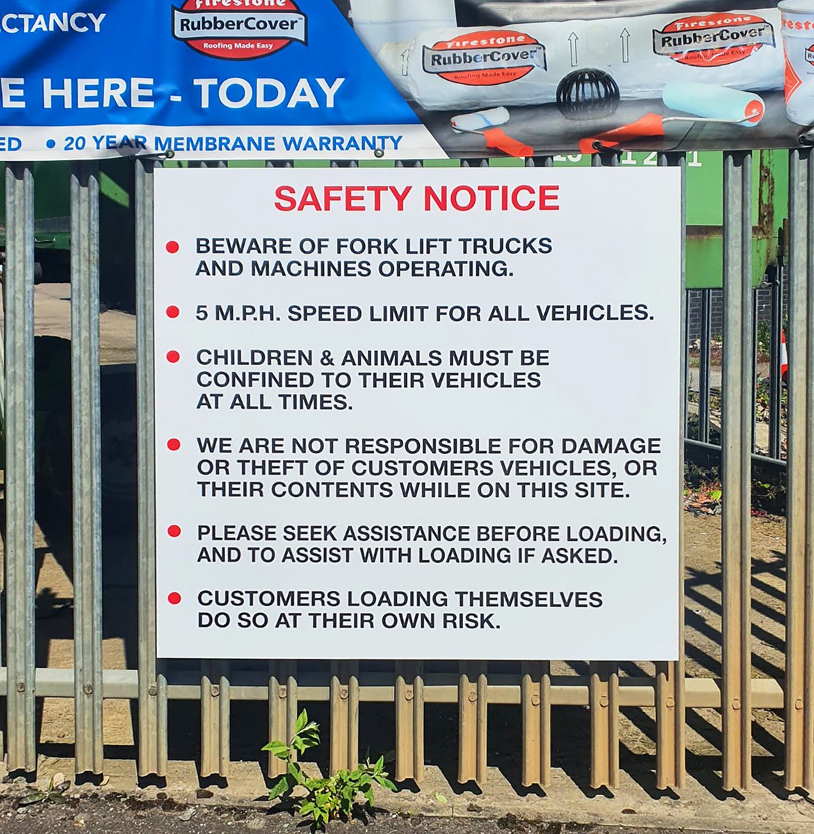Custom Dibond safety/hazard signage. We can design, print and install any signage for you. Call us on 0115 961 6060 for more info. #signageinstallation #signagesupplier #signageprintandinstallation #signagesolutions