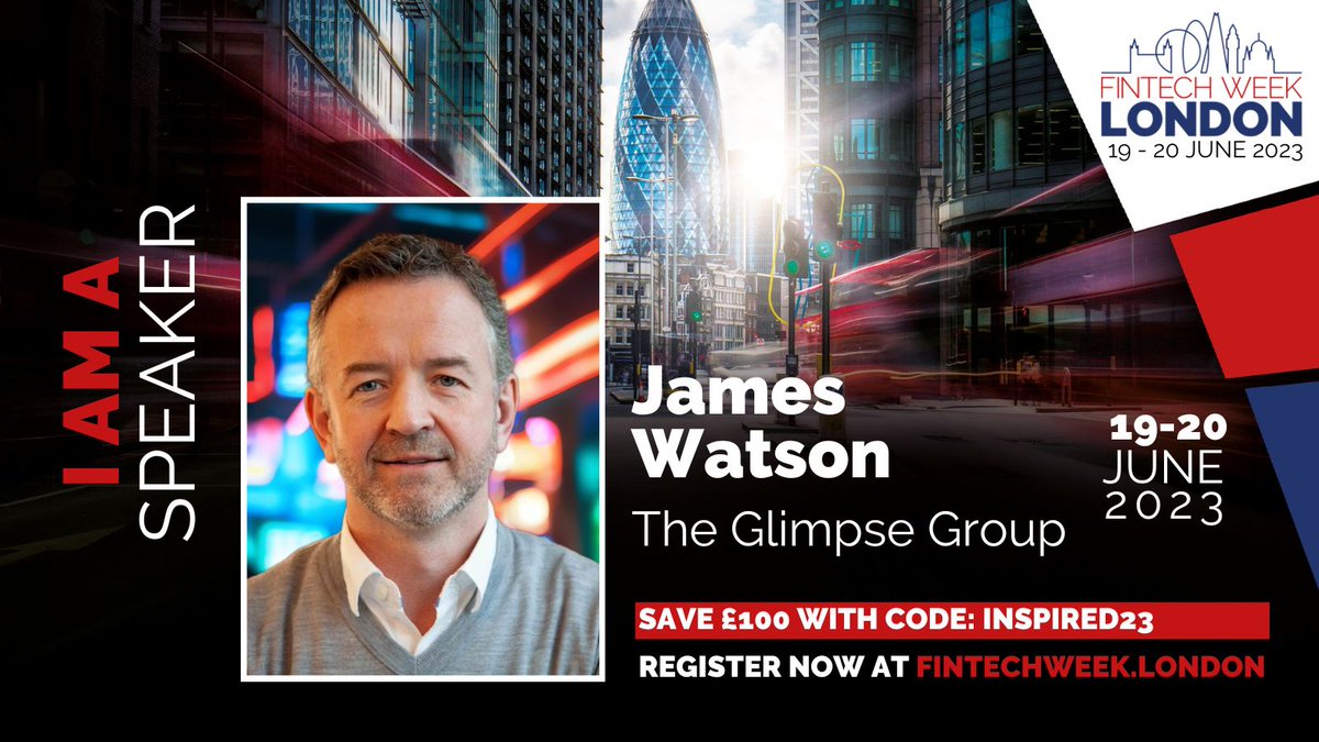 GlimpseGroup's tweet image. Glimpse CMO @jamescwatson is speaking at @FintechWeekLDN tomorrow as part of their Metaverse segment, appearing alongside @SantanderBankUS and @unibirmingham 

See the full agenda here: fintechweek.london/event/ec9a5c6a…

$VRAR #fintech #Metaverse #VR #AR #SpatialComputing