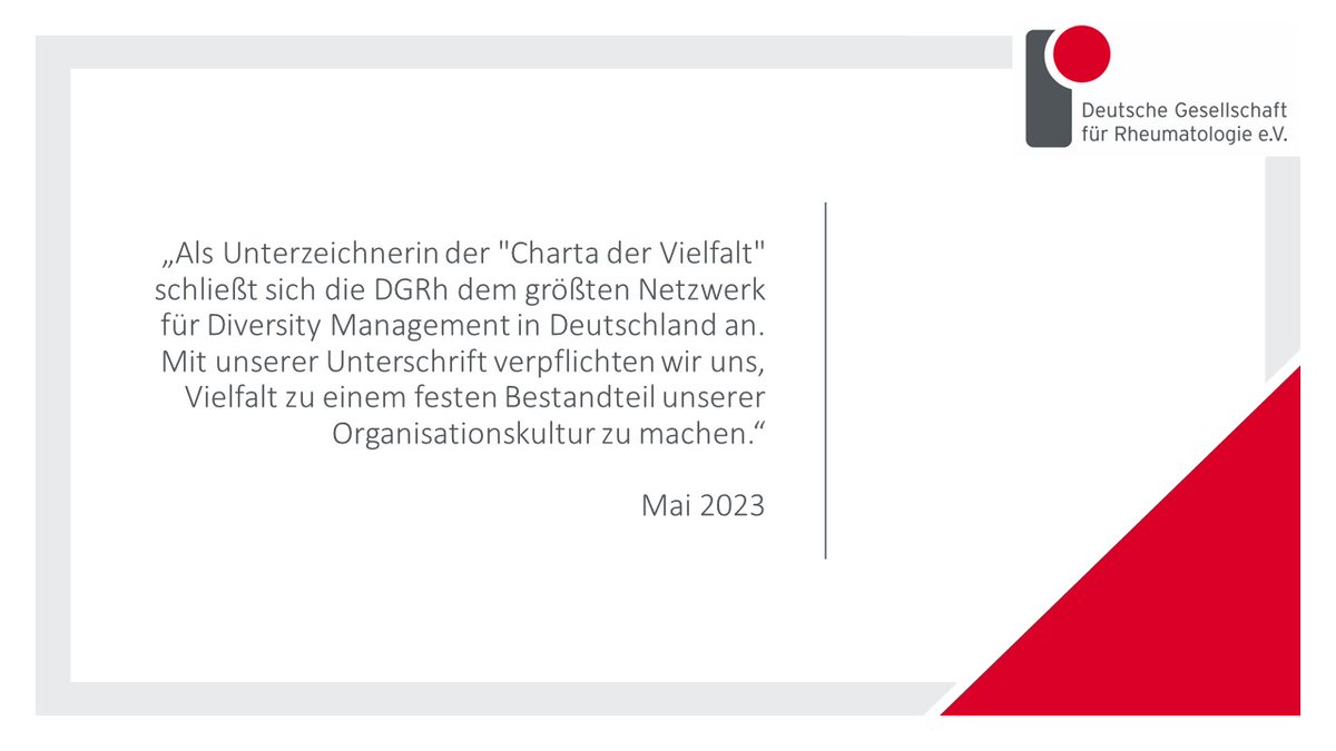 Die #DGRh hat die Urkunde "Charta der Vielfalt" @ChartaVielfalt unterzeichnet, die zur Anerkennung und Einbeziehung von Vielfalt in der Arbeitskultur ins Leben gerufen wurde. Mehr Informationen dazu: bit.ly/3NBDBrO