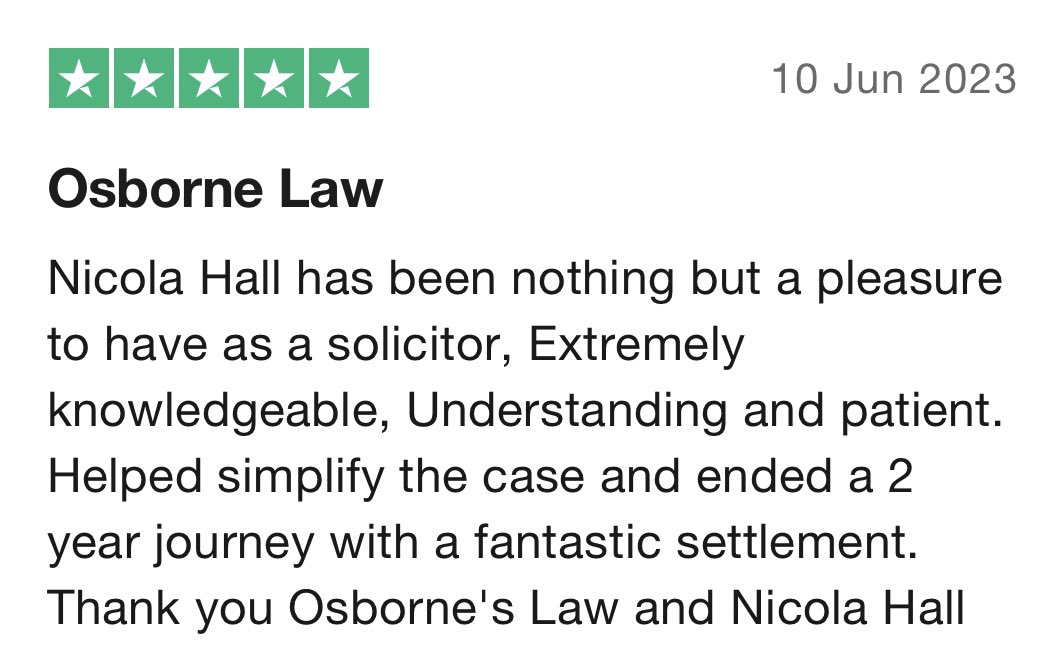 A fantastic 5* review for our cycling Associate <a href="/NicolaHall26/">Nicola Hall</a> from one of her recent clients. <a href="/OsbornesLaw/">Osbornes Law</a> 

#cyclingsolicitor #cyclinglondon #personalinjury #roadtrafficaccident
