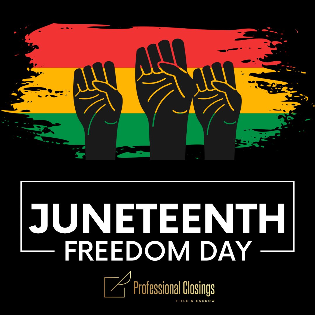 pc_title_escrow's tweet photo. Happy Juneteenth! Today we recognize “Freedom Day” — a day commemorating the end of slavery in the US. ❤️🖤💚

#freedomday #endslavery #federalholiday https://t.co/oJa78TGoe0
