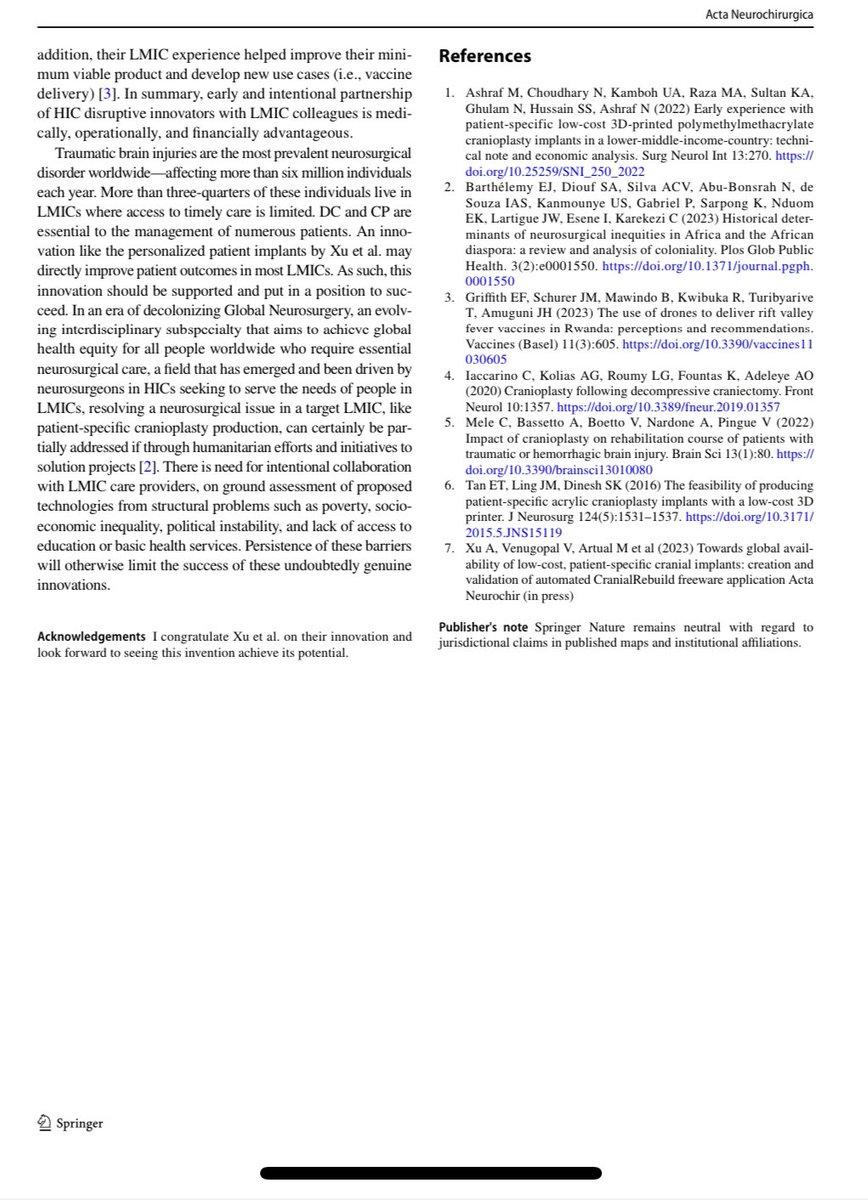 #OnlineFirst
Editorial: Low‐cost patient‐specific cranial implants for cranioplasty.

✍🏾 📑 
.
.
.
#Cranioplasty, 
#3Dprinters, 
#CranialImplants, 
#LMICs 

doi.org/10.1007/s00701…