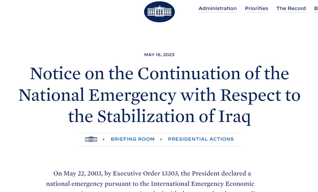 Went unnoticed: U.S. President continues to control all Iraqi oil revenues, decision going back to 2003. 
This is how the U.S. controls Iraqi governments and policy making! 
See background in the thread: