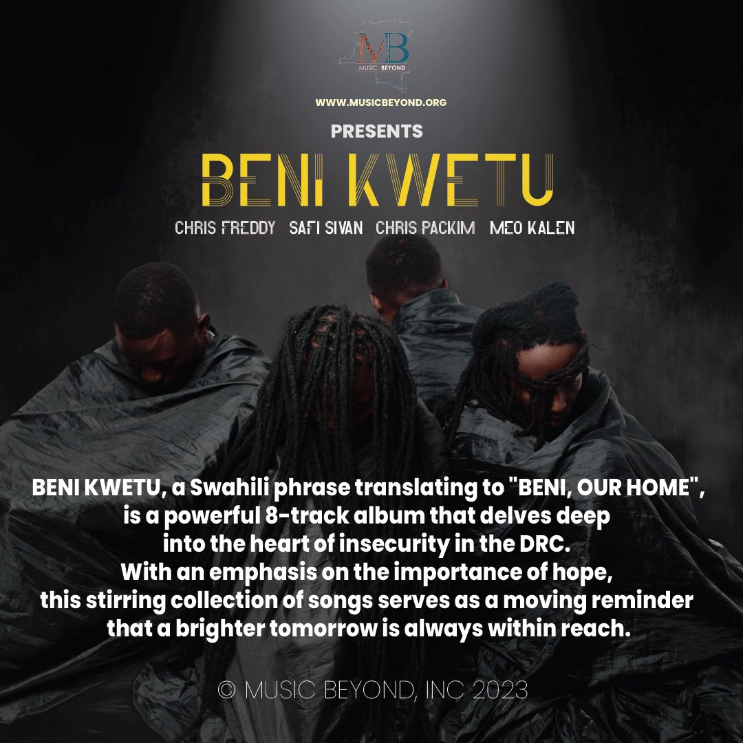 musicbeyond_org's tweet photo. 🎶 Get ready! 🎵 'Beni Kwetu' - the latest album by 4 talented young musicians from Beni, DRC - drops on June 30th exclusively on #PlayMB 📲

🎧 Experience the story of their lives, hope, fight for freedom, and support the musicians directly through PlayMB app! #BeniKwetu https://t.co/19eUOUirv8