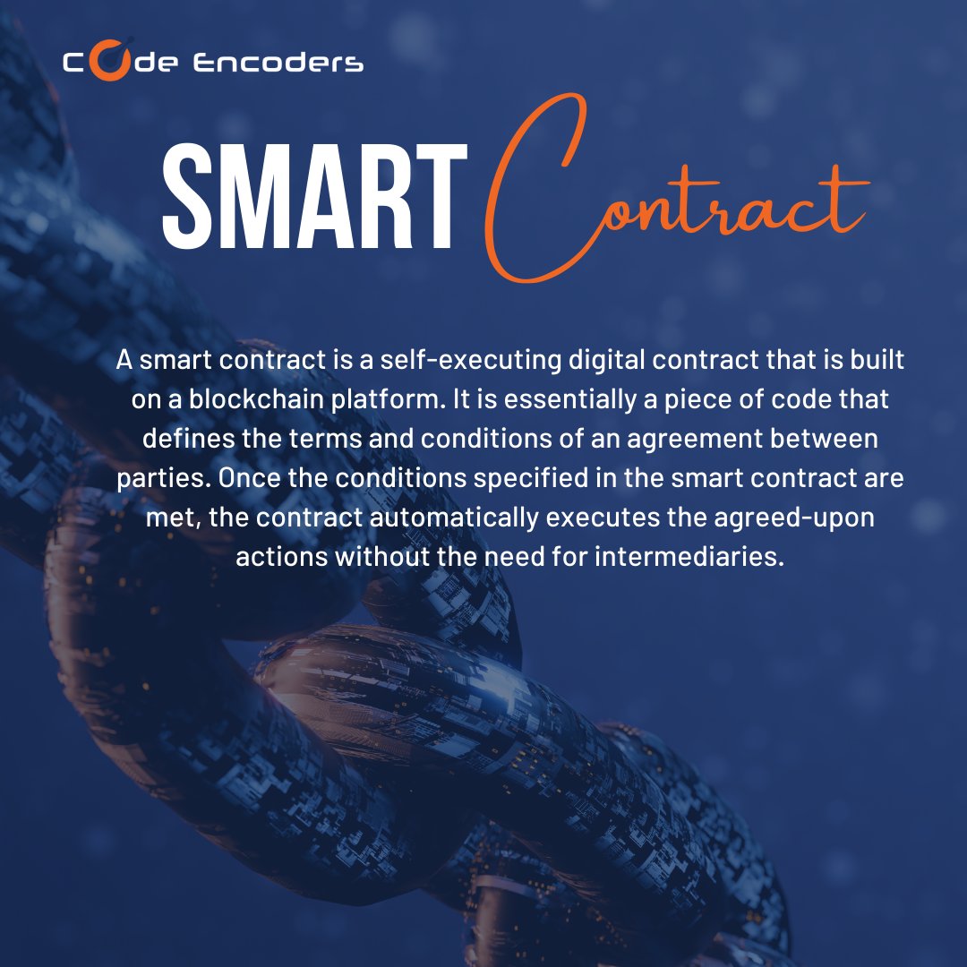 code_encoders's tweet image. Smart contracts are self-executing agreements written in code, operating on blockchain networks.
They offer increased efficiency, transparency, security, and automation in various industries and applications.
#blockchaintechnology #smartcontracts #innovation #technology #tec