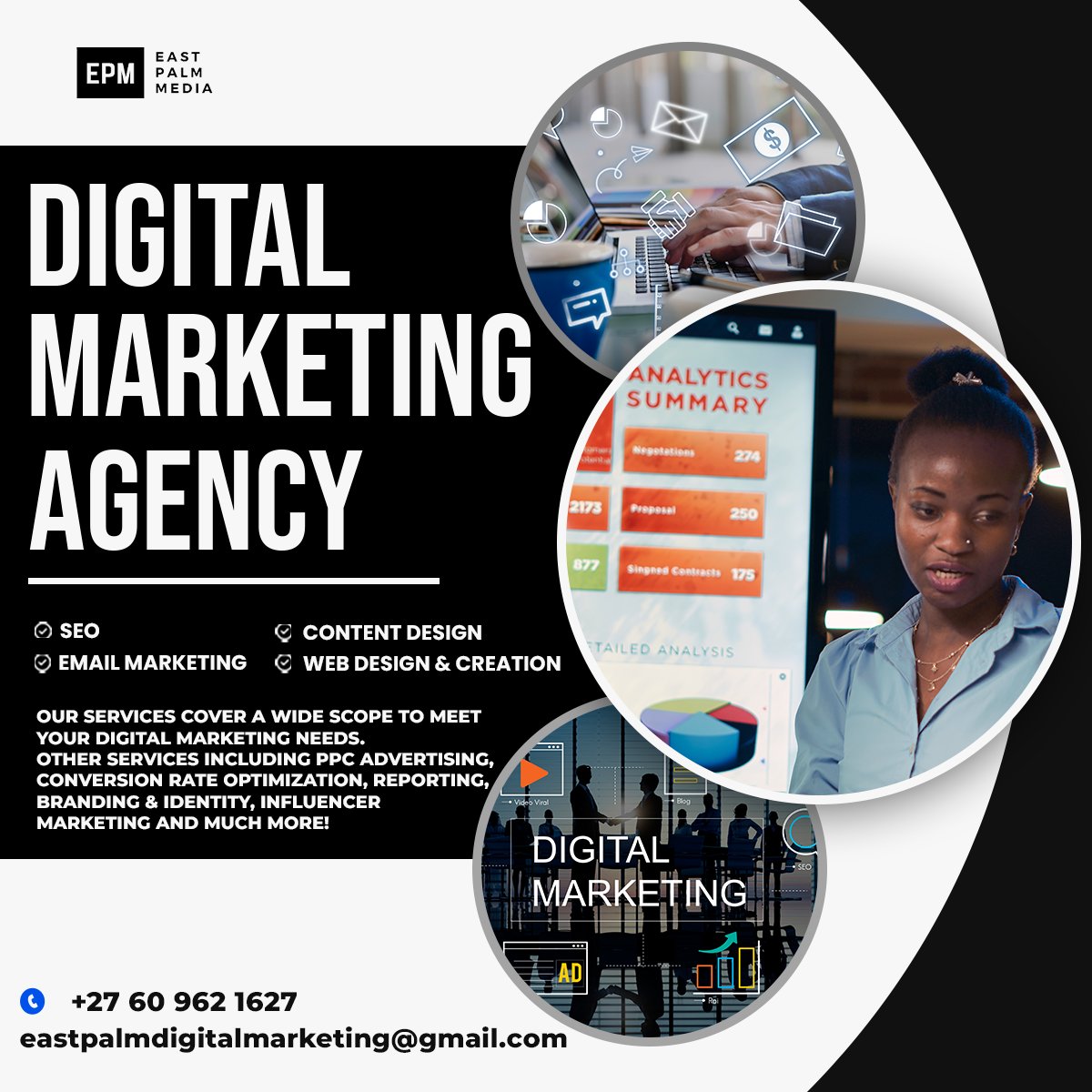 EastPalmMedia's tweet image. Are you ready to take your brand to new heights? Look no further! Contact us at East Palm Media SMMA and let us work our magic to attract more clients, boost your online presence, and drive meaningful results.  #smma #digitalmarketingservices #ClientBoost #EastPalmMedia