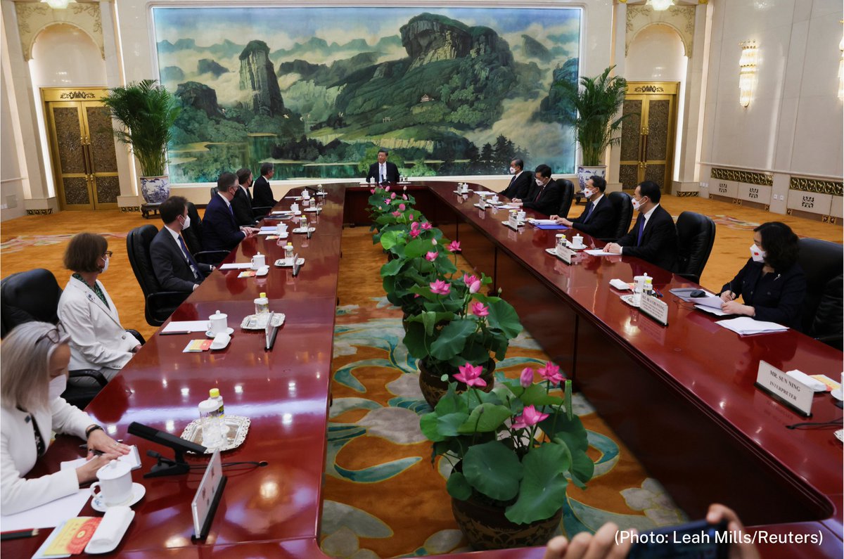 SecBlinken's tweet photo. Had a candid, substantive, and constructive conversation with People’s Republic of China President Xi Jinping in Beijing today. We discussed a range of important issues, including the need to manage our relationship responsibly. https://t.co/Q8kuMm6kly