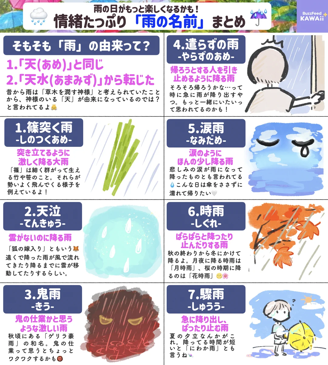知っていたら雨の日が楽しくなっちゃうかも！いろいろな「雨の名前」のまとめ！