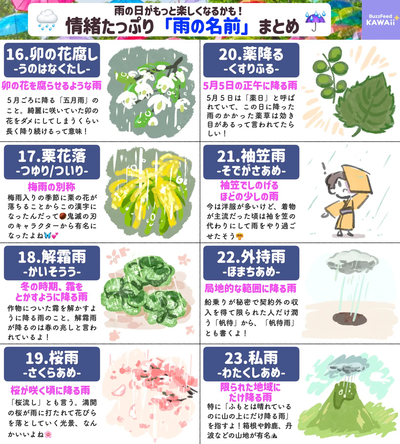 知っていたら雨の日が楽しくなっちゃうかも！いろいろな「雨の名前」のまとめ！