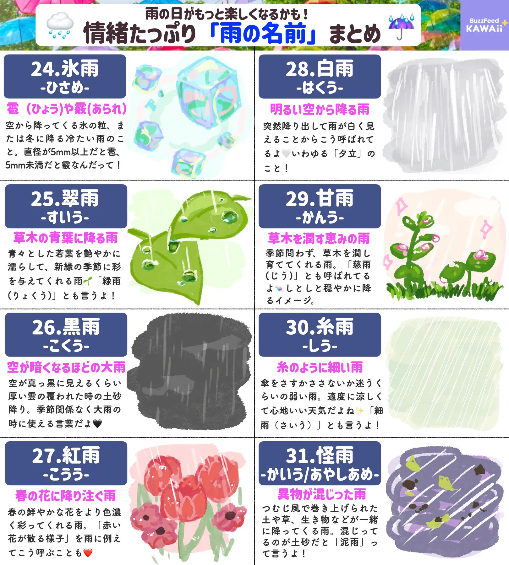 知っていたら雨の日が楽しくなっちゃうかも！いろいろな「雨の名前」のまとめ！