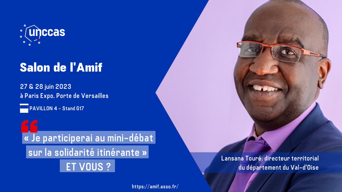 unccas's tweet image. 🔜L&apos;@unccas sera au @salon_amif les 27 et 28 juin
👥Lansana Touré et @PatriceRobin10 seront réunis le 28 juin à 10h30, pour débattre autour de la #solidarite itinérante
❔ Assistez au mini-débat à Paris Expo Porte de Versailles, pavillon 4, stand G17
➡unccas.org/l-unccas-au-sa…