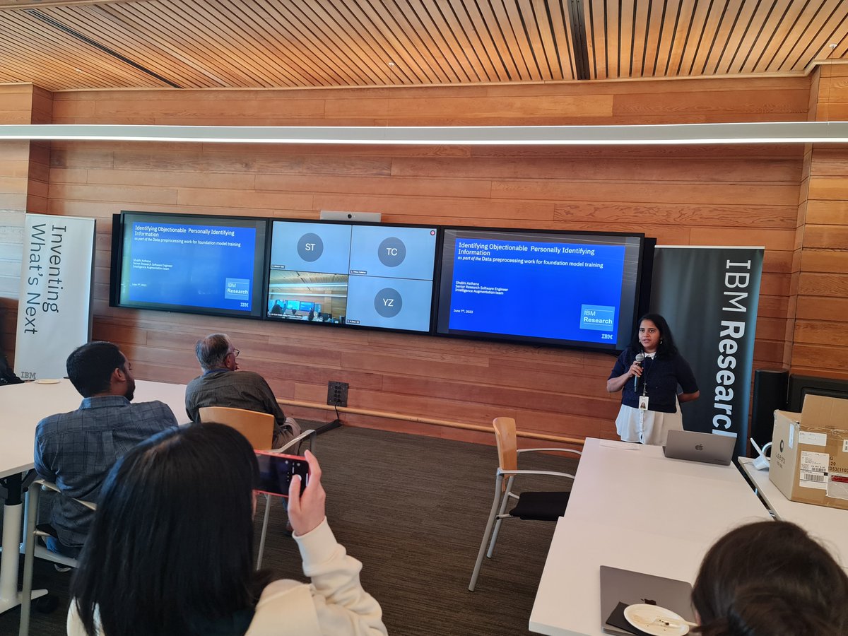 shubhi_asthana's tweet image. Keeping the annual tradition of AWING Lightning Talks alive at @IBMResearch , Almaden. We hosted a splendid set of IBM women researchers who spoke of their latest innovations and work. I gave a brief overview of my work in #datapreprocessing on large unstructured documents.