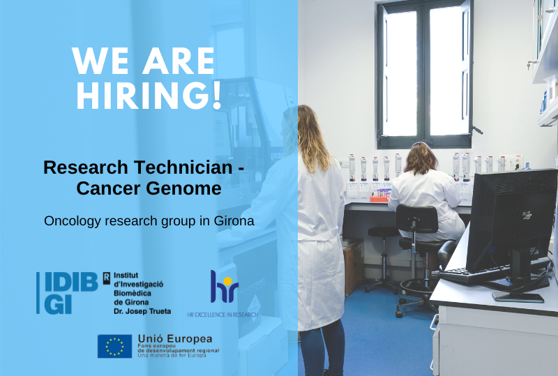 📢 JOB OFFER: Research Technician - Cancer Genome

Expected incorporation: July 2023

Expected duration: October 2026 approx. 

Working hours: 40h/week   

Find out more: idibgi.org/en/treball/res… #hiring