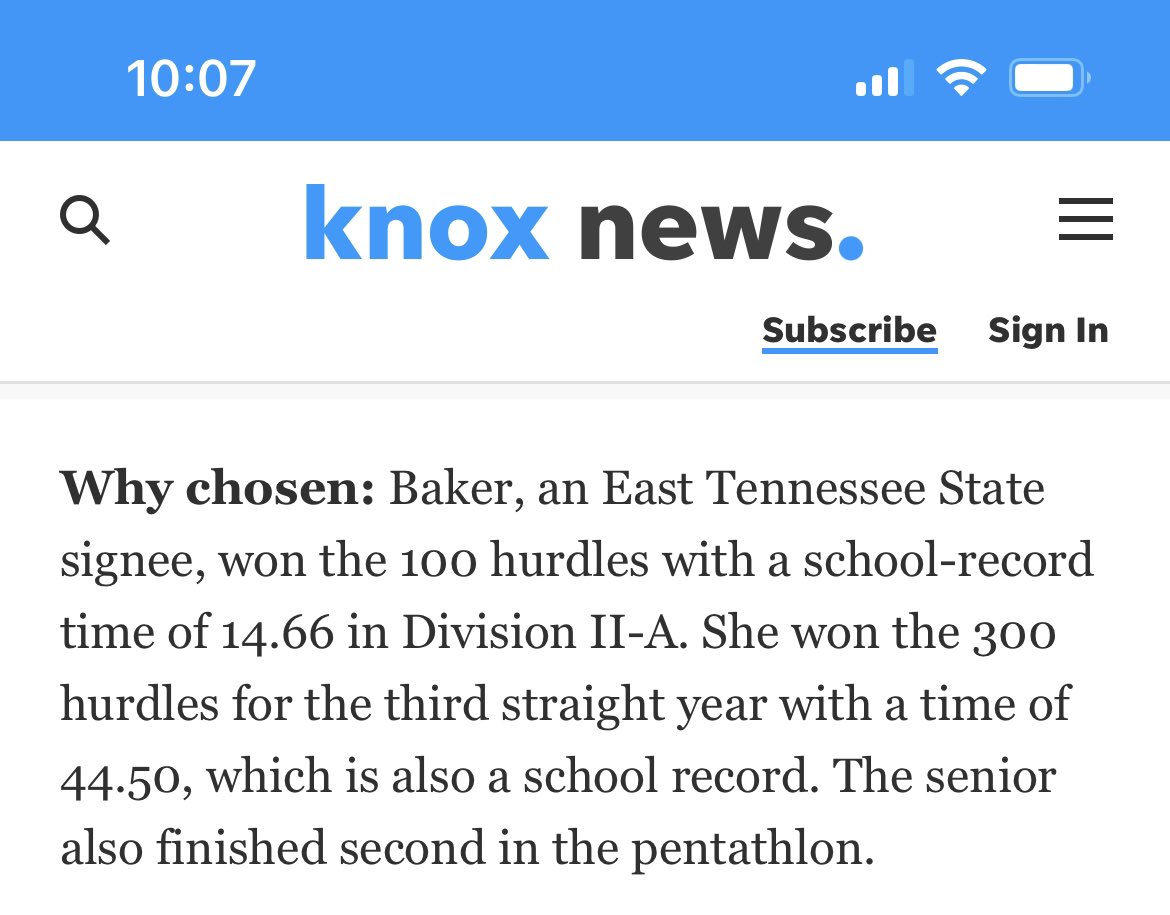 Congratulations to Bri Baker, your 3-PEAT 🥇🥇🥇 State Champion in the 300m hurdles &amp; your <a href="/knoxnews/">Knox News</a>  Female Track &amp; Field Athlete of the year! <a href="/prepxtra/">PrepXtra</a> <a href="/TJ3rd_/">Toyloy Brown III</a> @athletics_gca #reptheg #ramily