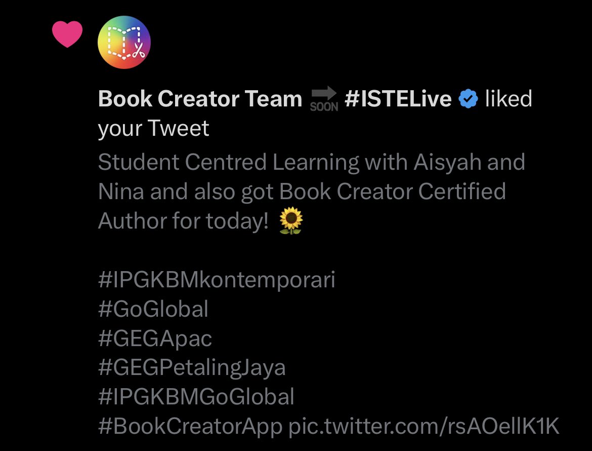 wan_aqil_zakwan's tweet photo. What an honour! proud to be one of the Book Creator App user 🤩👍🏼
#GEGAPAC
#GEGPetalingJaya
#GEGGombak
#pelajarIPGKBMKontemporari
#IPGGoGlobal
#BookCreatorApp https://t.co/oqmbBxpGFX