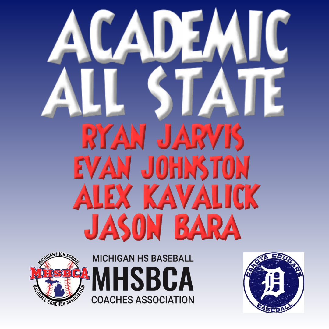 Dakota Baseball (@dakotabaseball) on Twitter photo Congratulations to the 4 members of the Academic All State team. <a href="/RyanJarvis_21/">Ryan Jarvis</a> <a href="/evanjohnston48/">E John</a> <a href="/AKavalick/">Alex Kavalick</a> <a href="/jasonbara_/">Jason Bara βοΈ</a>. Very proud of these 4 young men.
<a href="/svsubaseball/">SVSU Baseball</a> <a href="/AlmaScotsBSB/">Alma College Baseball</a> <a href="/Dakota_Cougars/">Dakota HS Athletics</a> Congratulations to the 4 members of the Academic All State team. <a href="/RyanJarvis_21/">Ryan Jarvis</a> <a href="/evanjohnston48/">E John</a> <a href="/AKavalick/">Alex Kavalick</a> <a href="/jasonbara_/">Jason Bara βοΈ</a>. Very proud of these 4 young men.
<a href="/svsubaseball/">SVSU Baseball</a> <a href="/AlmaScotsBSB/">Alma College Baseball</a> <a href="/Dakota_Cougars/">Dakota HS Athletics</a>