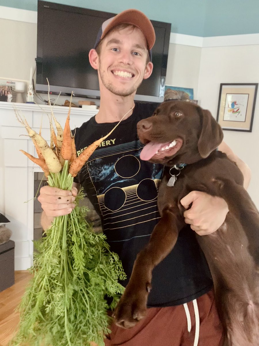 Hard to tell who is happier about this morning’s harvest