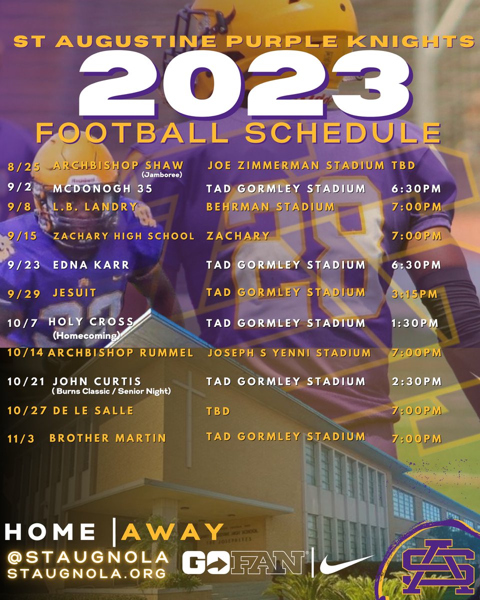 St Augustine NOLA on Twitter "The Purple Knights 2023 Varsity Football