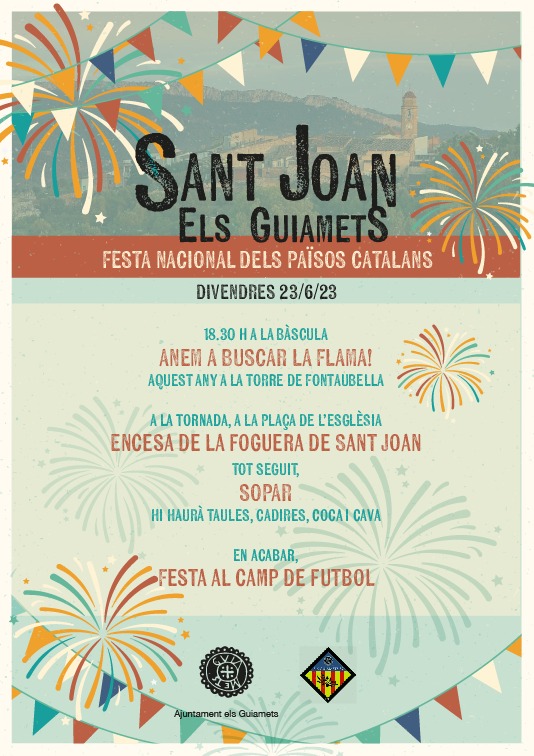 Aquest divendres celebrem la #revetlladesantjoan a #elsGuiamets 

Vine a buscar la flama a #latorredefontaubella 

A encendre la foguera i sopar a la plaça de l'església🥂🍾🎉🎊🔥🌘

A més, en acabar el sopar, @elsguiametsfs ens esperen al camp de futbol per seguir la festa ☺️