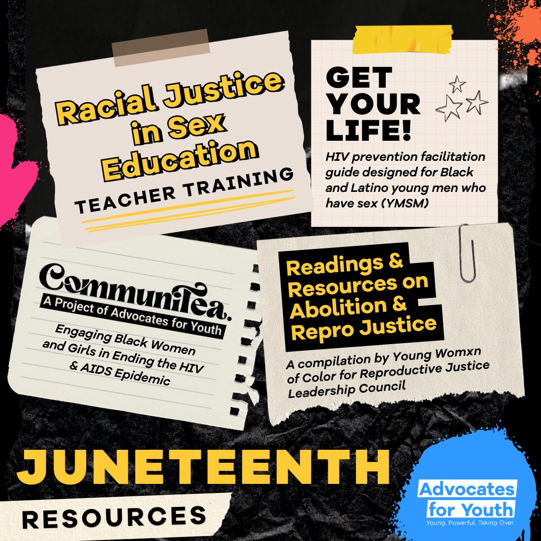 🎉 Let's celebrate #Juneteenth but let's also remember that #racialjustice HAS to be the foundation of all #reproductivejustice work. 

Check out these repro racial justice resources in honor of Freedom Day! All resources can be found below.

🔗linktr.ee/advocatesforyo…