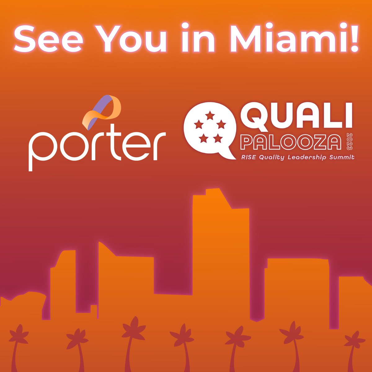 helloporterus's tweet photo. We are taking our talents to South Beach!

The Porter team is heading down to Miami for Qualipalooza this week, and if you are attending, drop by Booth 514 to connect with our exciting crew. https://t.co/NNBe0ZCG69