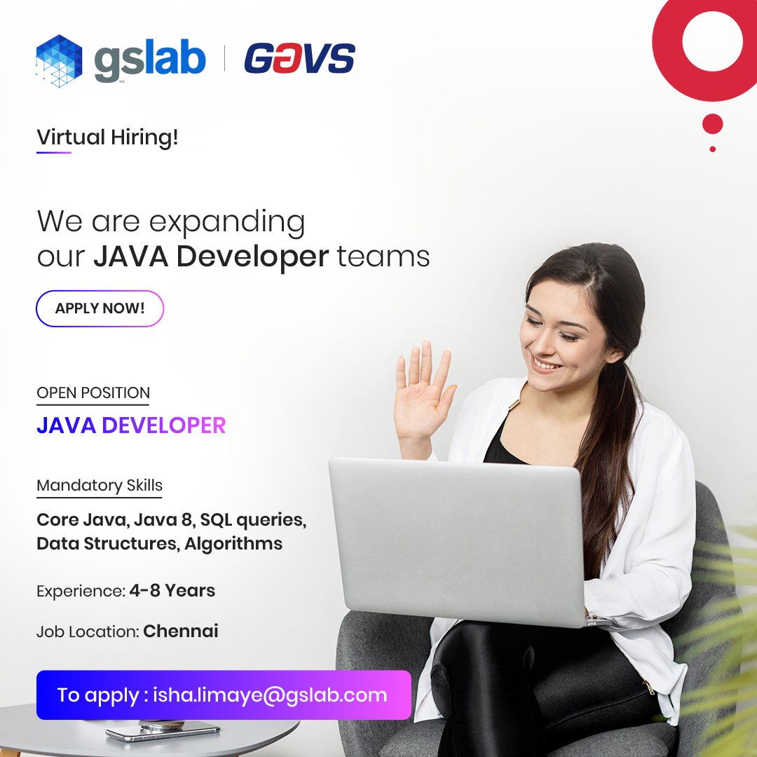 _gslab's tweet image. Attention! We have an exciting opportunity for skilled #JAVADevelopers who are eager to collaborate with top-notch teams.
Drop in your resume to our hiring team at isha.limaye@gslab.com
#hiring #JAVA #GAVS #GSLab