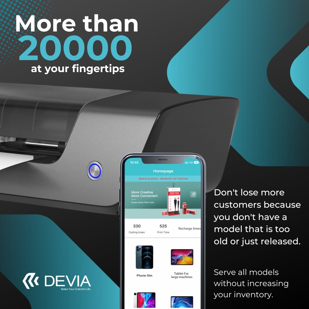MyDeviaGlobal's tweet image. More than 20,000 templates at your fingertips

Don&apos;t lose more customers because you don&apos;t have a model that is too old or just released.

Serve all models without increasing your inventory.

#cuttingplotter #mydevia #smartphone #personalization #phoneprotection #plotterhydrogel
