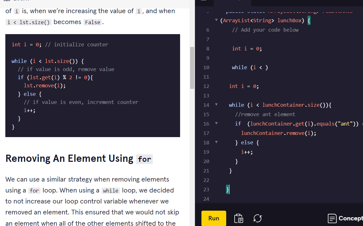 joseph_rthur's tweet photo. On day 49 of #100DaysOfCode  I reviewed some Java loops concepts. I practice removing Elements During Traversal using While and For loops. https://t.co/UdVOGTHv3A