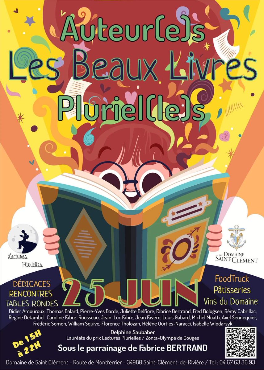 Je serai présente au Domaine St Clément, route de Montferrier 34980 Saint Clément de rivière (près de Montpellier) au salon du livre Auteur(e)s les Beaux Livres Pluriel(le)s le 25 juin de 15h à 22h. 📖✍🏻
@mpluseditions  #domainedesaintclement #salondulivre @REBEYL_Com