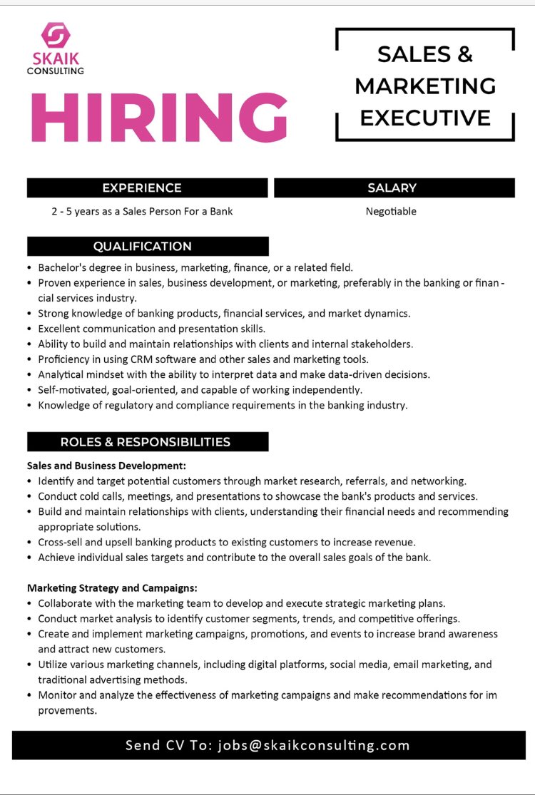 skaikgroup's tweet photo. Apply now via jobs@skaikconsulting.com https://t.co/jgUZ8yPBW6