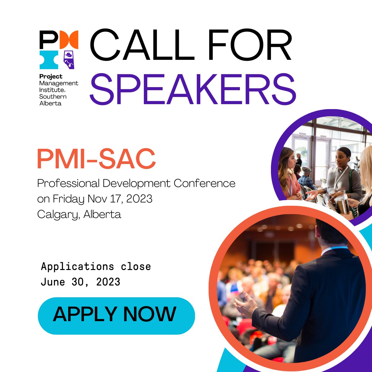 📣 CALL FOR SPEAKERS! COME APPLY TODAY!
lnkd.in/gYSi6yv9
If you've got something great to say to an audience of 300+ on topics that will help project managers lead better, apply today!
The PMI-SAC) conferences is on Nov 17 IN-PERSON!
#yycevents #callforspeakers