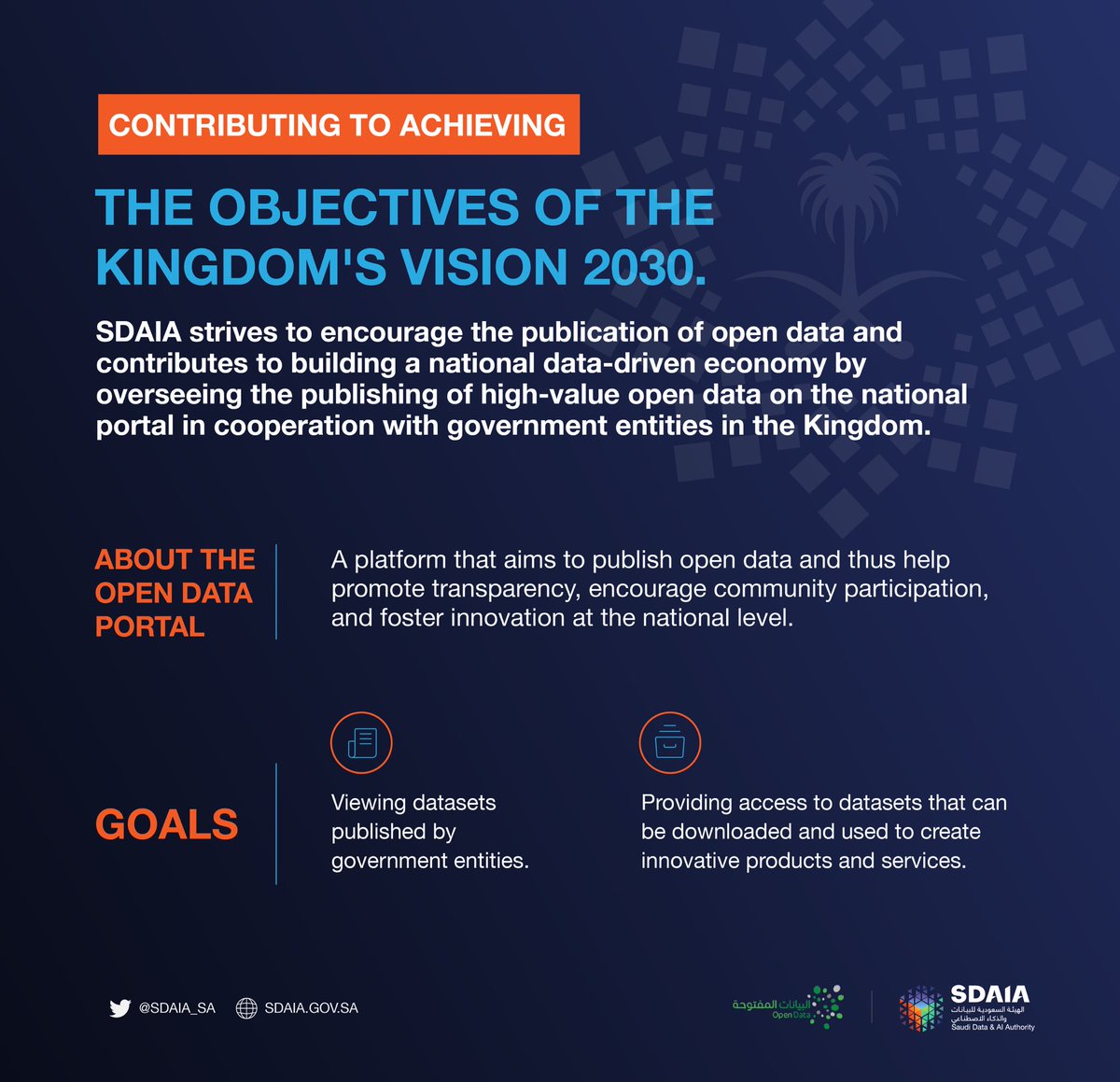 SDAIA_SA's tweet photo. Learn about the role of the National Open Data Portal
https://t.co/zVDYDjKZLb
#SDAIA
#DataDrivethefuture https://t.co/ZlLTGQwgoS