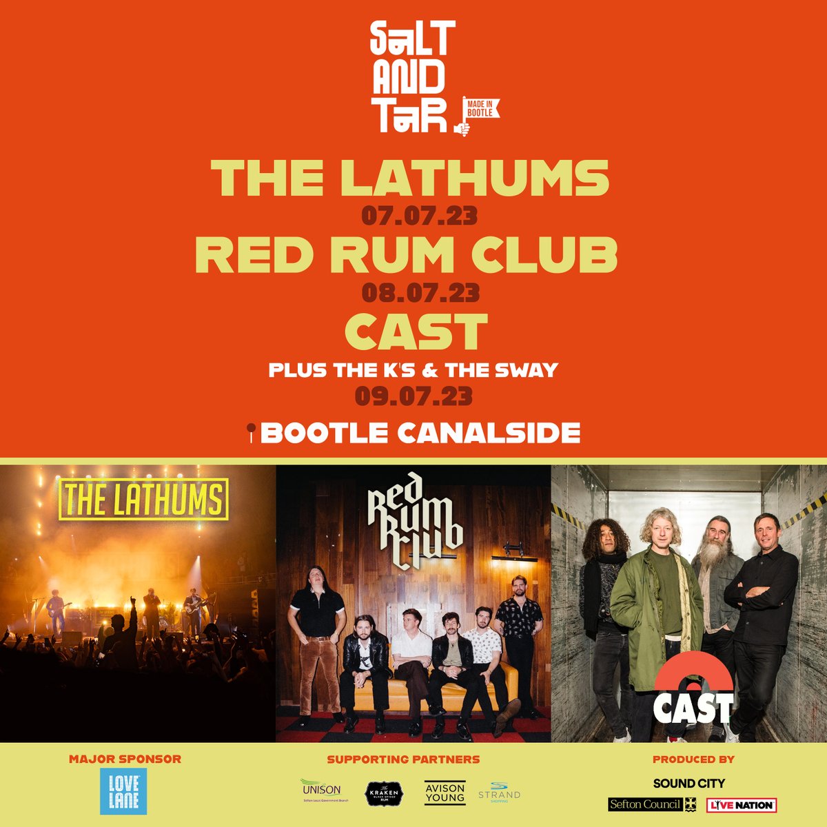 We're mega proud to be working with @seftoncouncil  and @LiveNationUK to bring you an incredible 3-day weekend of live music at Salt and Tar Bootle, an amazing new outdoor event space at Bootle Canalside this July!