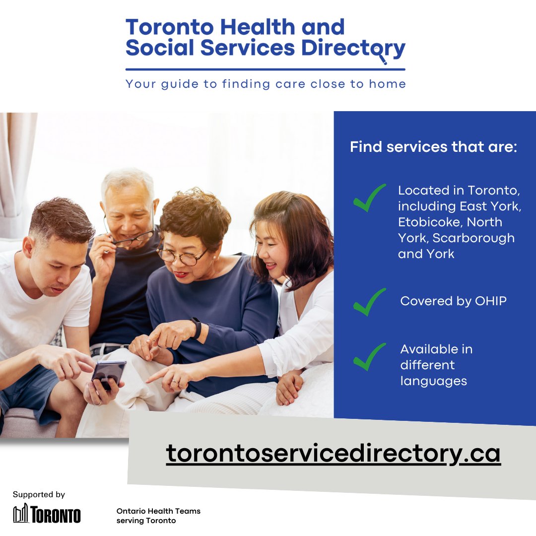 Scarborough OHT (@scarboroughoht) on Twitter photo Our #OntarioHealthTeam, <a href="/ScarboroughOHT/">Scarborough OHT</a>, partnered with other OHTs serving Toronto to launch the Toronto Health and Social Services Directory!
Bookmark and use the website to find health, social and community services near you: torontoservicedirectory.ca Our #OntarioHealthTeam, <a href="/ScarboroughOHT/">Scarborough OHT</a>, partnered with other OHTs serving Toronto to launch the Toronto Health and Social Services Directory!
Bookmark and use the website to find health, social and community services near you: torontoservicedirectory.ca