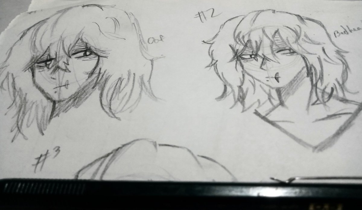 Imagine_Wilde's tweet photo. Numbers indicate which one I drew first, tho kinda obvious with how it progress. 4th was supposed to be the best but it came out like a horrible lineart imitation https://t.co/utVRCvXlnm