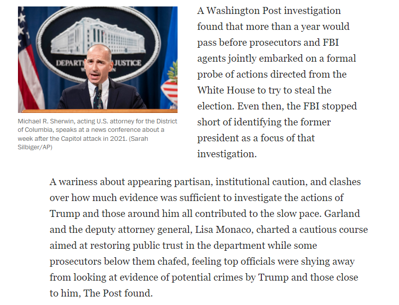 whstancil's tweet photo. Dem partisans have spent years pretending that Merrick Garland was carefully building a years-long case against Trump for his attempted coup. They were wrong. Garland intentionally avoided investigating Trump for fear of looking partisan. https://t.co/zRGePeIW7c https://t.co/FMfpKjLjW9