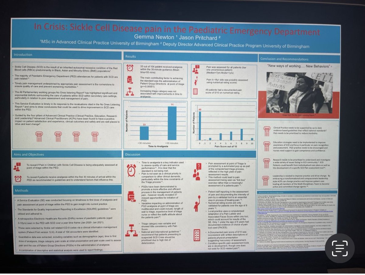 GemmaNe65379858's tweet photo. Today is World Sickle Cell Disease Day, today we reflect on what we can do to help, empower and care for those who live with this challenging disease. In @Bham_Childrens we are trying to improve patients pain care and journey. Together we can do better. @RCollEM @RCEMACPChair https://t.co/fOHkVrw1Zq