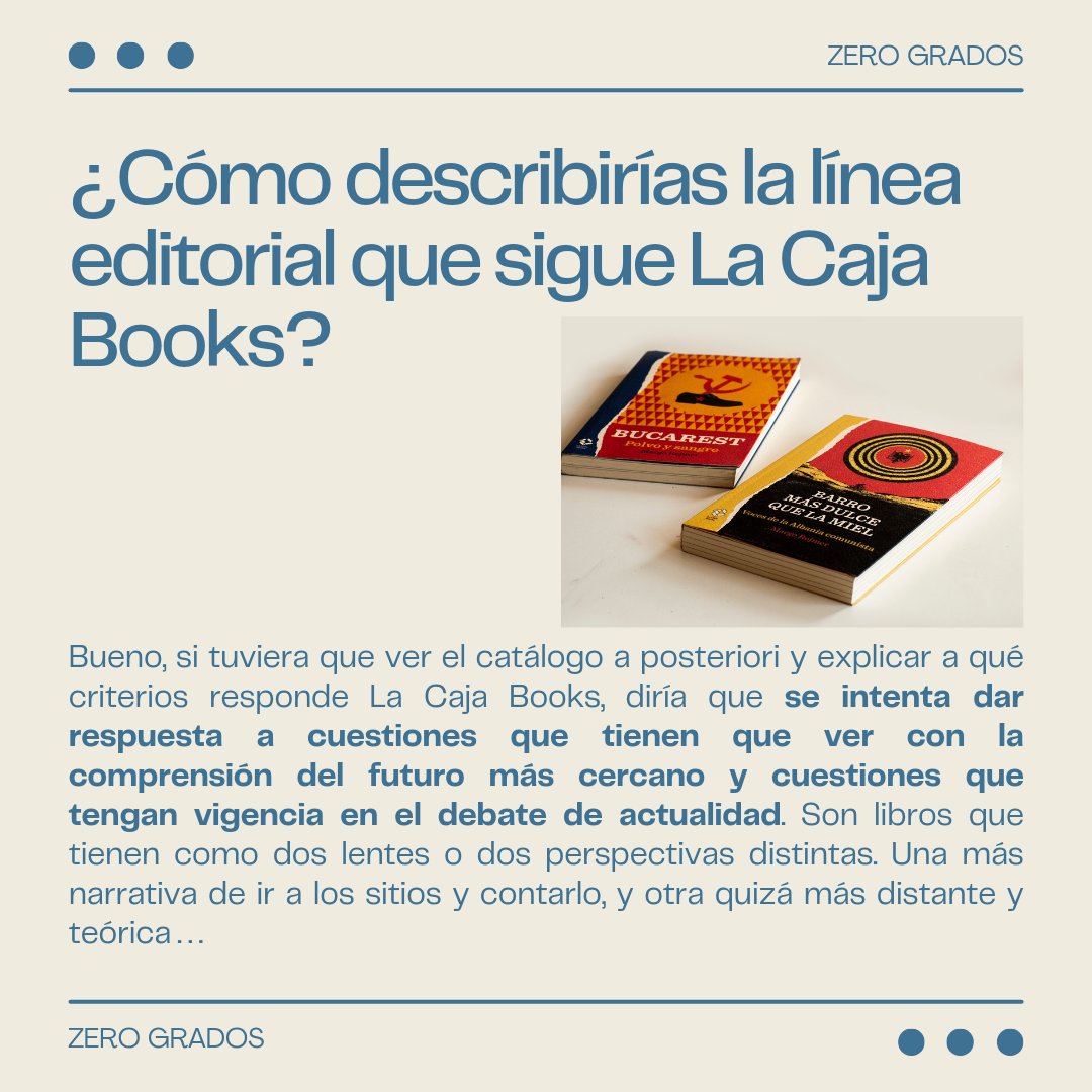 ZGrados's tweet photo. Por aquí os dejamos un pequeño fragmento de la entrevista... ¡No os la perdáis!
#zerogrados #entrevistas #entrevistaszero #periodismo #periodismonarrativo #RaulEAsencio #LaCajaBooks #editorial #literatura #libros #directoreditorial #editor #periodismo #escritor #escribir #leer https://t.co/Sq4tjuZjbX