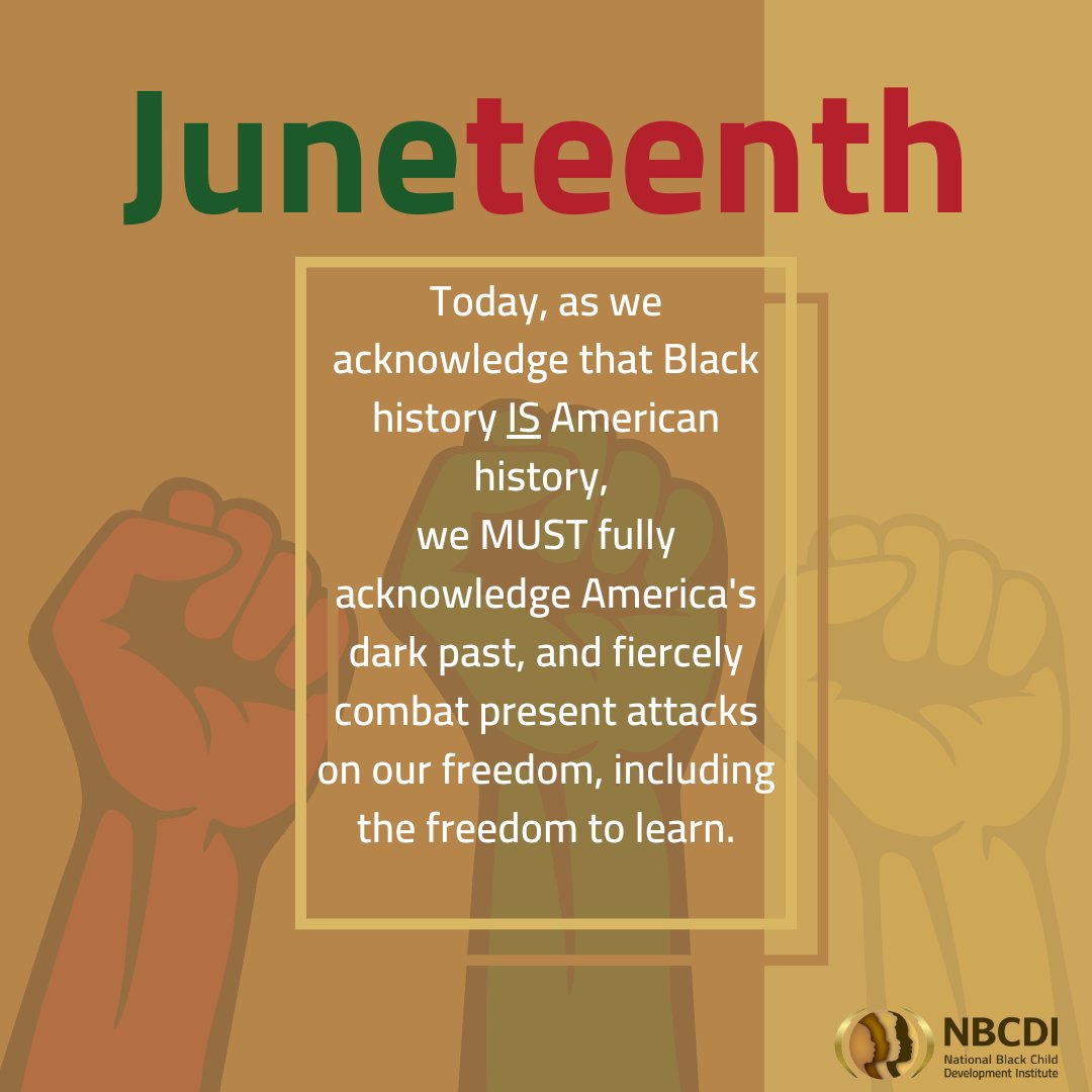 NBCDI's tweet photo. We believe that freedom is all beings having what they need, to live up to their fullest potential. Take a step towards a more equitable future for Black children&amp; families, find your local village at https://t.co/23oyqVchTU 
#blackness #juneteenth #Juneteenth2023 https://t.co/ZoEaYT048G