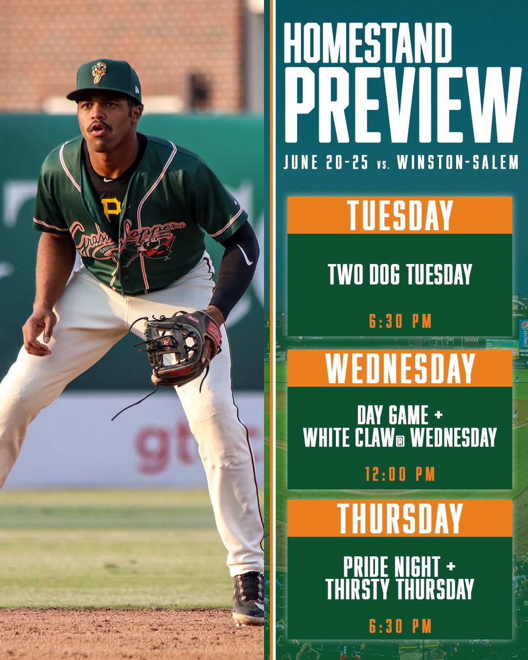 Greensboro on Twitter "What a great day for Hoppers baseball🤩 ⏰ 630 PM 📍 First