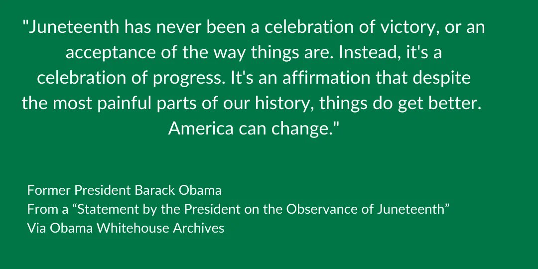 Happy Juneteenth! Via @POTUS44 
#mondayquote #presidentobama #HappyJuneteenth #juneteenth2023 #americacanchange