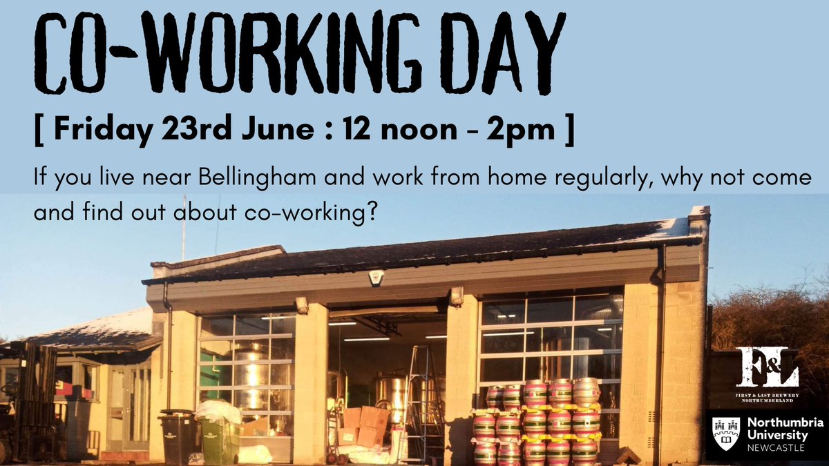 Co-working day this Friday at the brewery. Looking for mutual support? to overcome isolation? or a break from working at home? There will be a short presentation on co-working by Dr Gary Bosworth (Newcastle Business School) followed by a free buffet lunch.