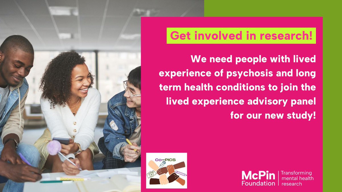 People living with #psychosis have more long-term physical health conditions & potentially shorter life expectancy

We need people to share lived experience expertise in a study about how to improve this, particularly for diverse ethnic groups

Apply now👉bit.ly/3p3H3SN