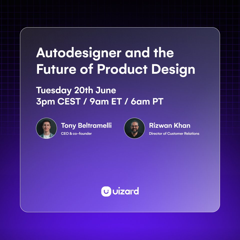 uizard's tweet photo. Come and celebrate the launch of Uizard Autodesigner 🎉

Hear from Tony why Uizard created #Autodesigner, how it fits into the generative AI landscape today, and what makes Autodesigner so special, alongside a live demo 🤯

Sign up here: https://t.co/rRkbRefUhj

#ai #uizard https://t.co/Ae3r3GQxcM