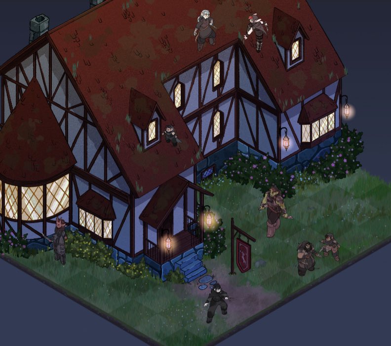 Some of my isometric maps and tokens in action! Available on patreon and roll20 🖤